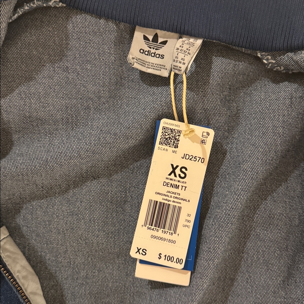 Adidas Indigo Denim Jacket with Stripes - Picture 2 of 2